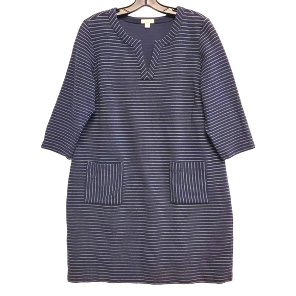 J. Jill Navy Cotton Striped Midi Dress - Picture 4 of 9